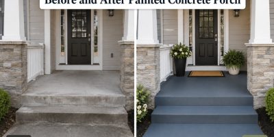 before and after painted concrete porch