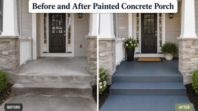 before and after painted concrete porch
