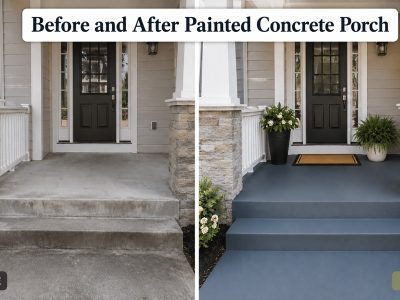 before and after painted concrete porch